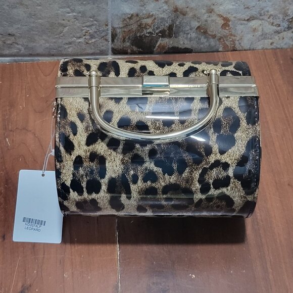 Leopard Print Round Barrel Shoulder Hand Bag - Picture 3 of 15